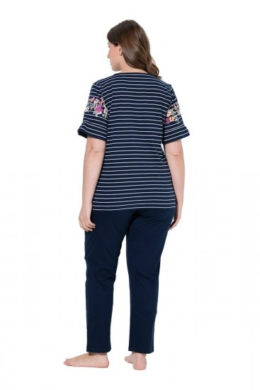 Ulla Popken 850403 Kukkakuvioinen pyjama Tummansininen - Pyjama/Loungewear - 