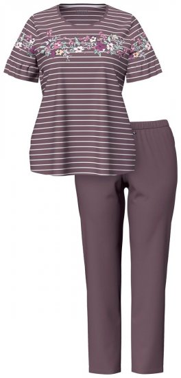 Ulla Popken 850403 Kukkakuvioinen pyjama Ruskea - Pyjama/Loungewear - 