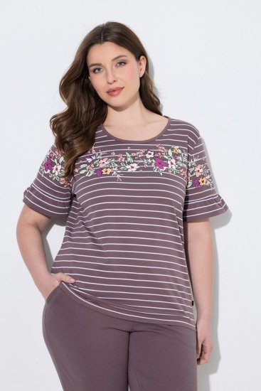 Ulla Popken 850403 Kukkakuvioinen pyjama Ruskea - Pyjama/Loungewear - 