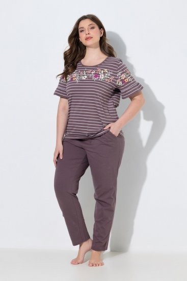 Ulla Popken 850403 Kukkakuvioinen pyjama Ruskea - Pyjama/Loungewear - 