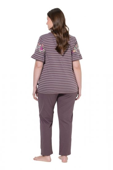 Ulla Popken 850403 Kukkakuvioinen pyjama Ruskea - Pyjama/Loungewear - 