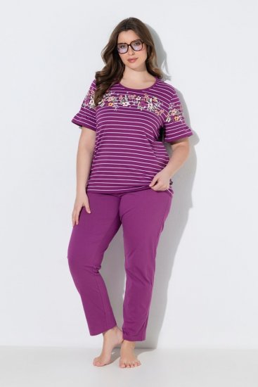 Ulla Popken 850403 Kukkakuvioinen pyjama Violetti - Pyjama/Loungewear - 