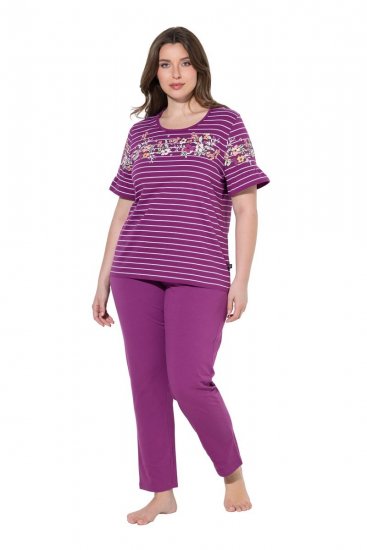 Ulla Popken 850403 Kukkakuvioinen pyjama Violetti - Pyjama/Loungewear - 