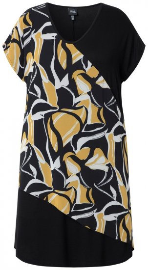 Ulla Popken 850406 Kuviollinen sifonkimekko Musta - Naisten mekot isot koot - Mekot kaikille koille