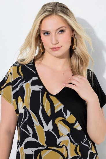 Ulla Popken 850406 Kuviollinen sifonkimekko Musta - Naisten mekot isot koot - Mekot kaikille koille