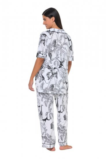 Ulla Popken 850441 Kuviollinen pyjama Luonnonvalkoinen - Pyjama/Loungewear - 