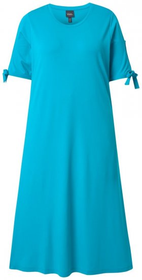 Ulla Popken 850724 Lyhythihainen midimekko solmittavalla vyöllä Turkoosi - Midimekot - Midimekot isoissa ko'oissa