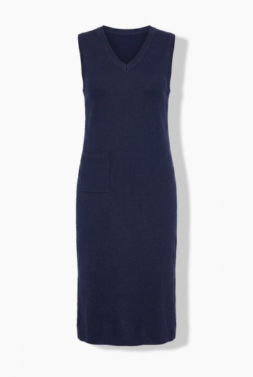 Ulla Popken 850725 Neulemekko V-aukolla Tummansininen - Neulemekot - 