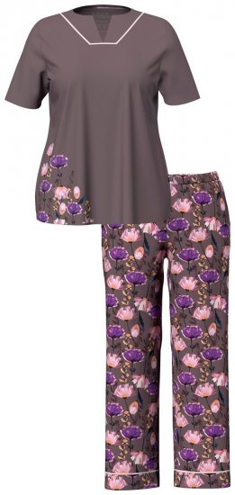 Ulla Popken 850903 Kukkakuvioinen pyjama 2 kpl Ruskea - Pyjama/Loungewear - 