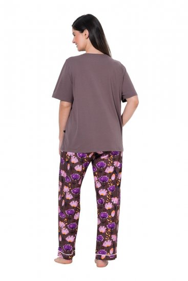 Ulla Popken 850903 Kukkakuvioinen pyjama 2 kpl Ruskea - Pyjama/Loungewear - 