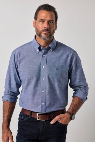 JP1880 850931 Pitkähihainen chambray-paita Denimsininen TALL - TALL kauluspaidat - TALL-paidat pitkille miehille