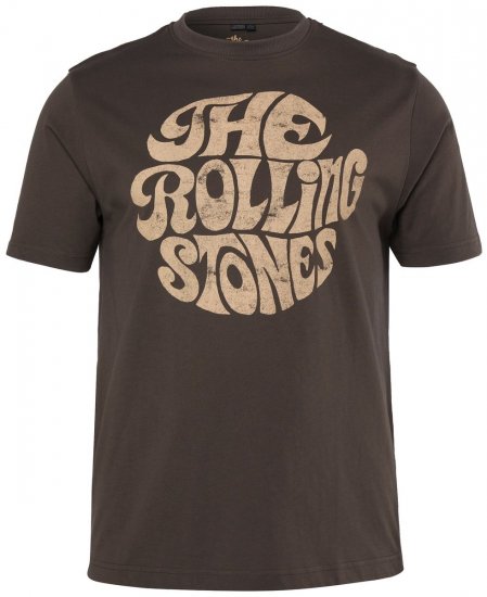 JP1880 851001 Rolling Stones Retro Logo T-paita Pähkinänruskea - Bändi T-paidat - Bänditbaidat isoissa koissa