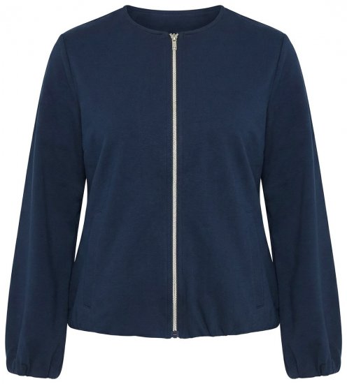 Ulla Popken 851040 Vetoketjullinen collegetakki Tummansininen - Collegepaidat - Naisten collegepaidat isoina kokoina