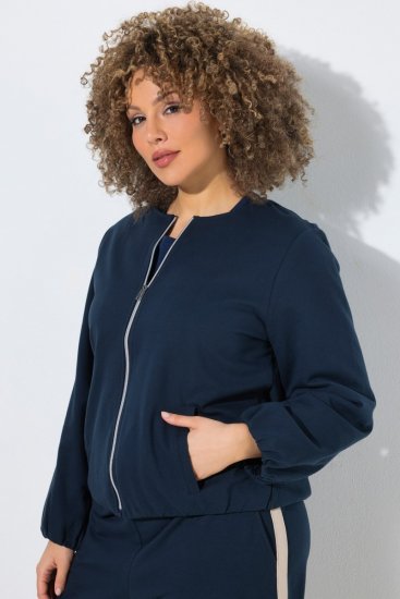 Ulla Popken 851040 Vetoketjullinen collegetakki Tummansininen - Collegepaidat - Naisten collegepaidat isoina kokoina