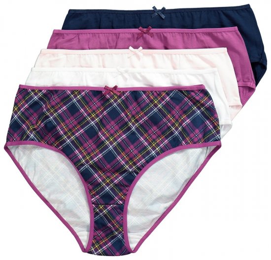 Ulla Popken 851070 Ruudulliset alushousut luomupuuvillaa 5 kpl Violetti - Alushousut - 