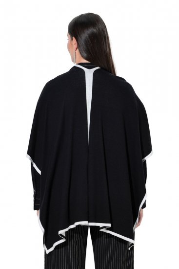 Ulla Popken 851127 Avoin neuleponcho strassireunuksella Musta - Ponchot ja viitat - 