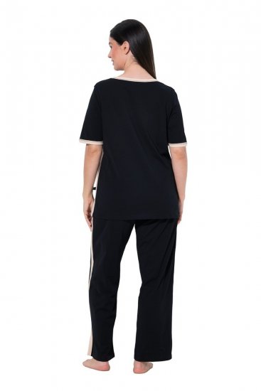 Ulla Popken 851245 Raidallinen pyjama Musta - Pyjama/Loungewear - 