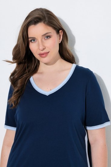 Ulla Popken 851245 Raidallinen pyjama Tummansininen - Pyjama/Loungewear - 