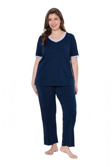 Ulla Popken 851245 Raidallinen pyjama Tummansininen - Pyjama/Loungewear - 