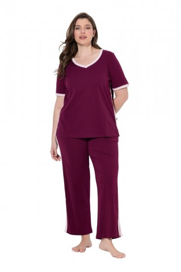 Ulla Popken 851245 Pyjama Marjanpunainen - Pyjama/Loungewear - 