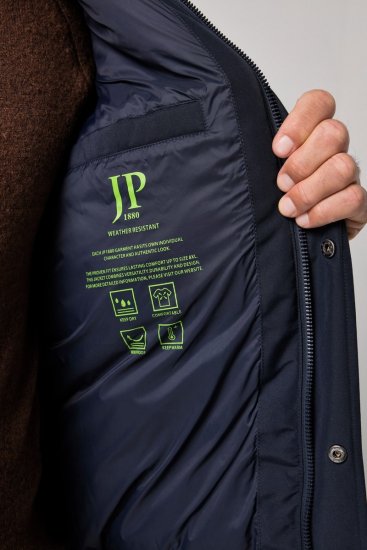 JP1880 851320 Takki hupulla ja lämpimällä vuorella Tummansininen - Takit - Miesten Takit, isot koot – 2XL – 12XL
