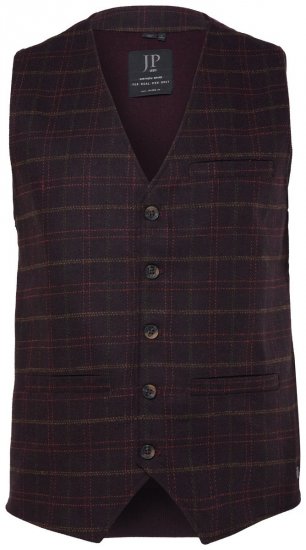 JP1880 851393 Ruudullinen tweed-liivi Viininpunainen - Puvut ja pikkutakit - Pukuja suurissa mitoissa