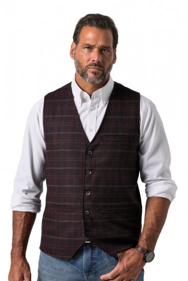 JP1880 851393 Ruudullinen tweed-liivi Viininpunainen - Puvut ja pikkutakit - Pukuja suurissa mitoissa