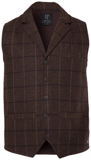 JP1880 851395 Joustava ruudullinen tweed-liivi Tummanruskea - Puvut ja pikkutakit - Pukuja suurissa mitoissa