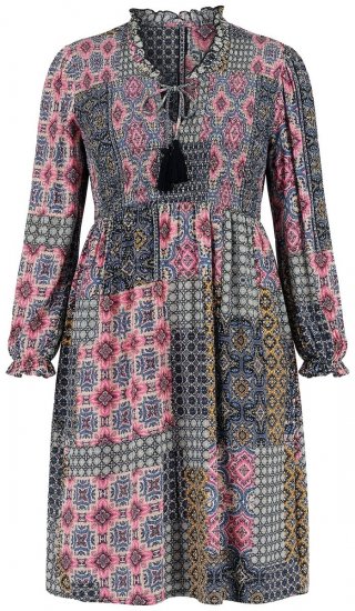 Ulla Popken 851546 Kuviollinen midimekko Sinapinkeltainen - Midimekot - Midimekot isoissa ko'oissa