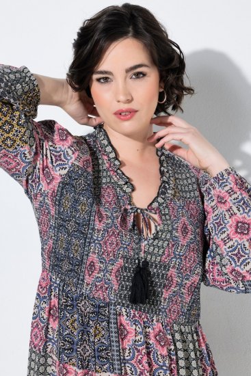 Ulla Popken 851546 Kuviollinen midimekko Sinapinkeltainen - Midimekot - Midimekot isoissa ko'oissa