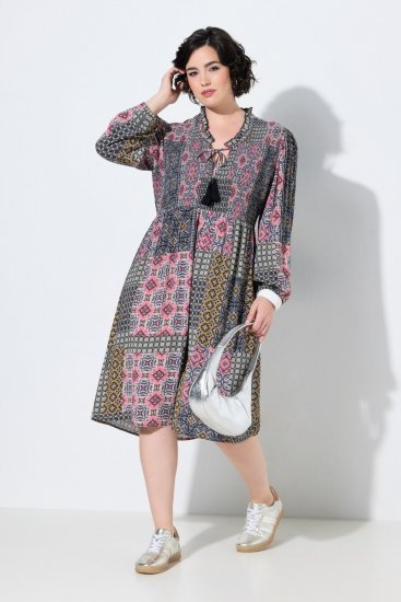 Ulla Popken 851546 Kuviollinen midimekko Sinapinkeltainen - Midimekot - Midimekot isoissa ko'oissa