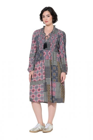 Ulla Popken 851546 Kuviollinen midimekko Sinapinkeltainen - Midimekot - Midimekot isoissa ko'oissa