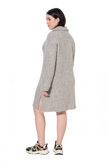 Ulla Popken 851563 Pitkähihainen neulemekko Beige - Naisten mekot isot koot - Mekot kaikille koille