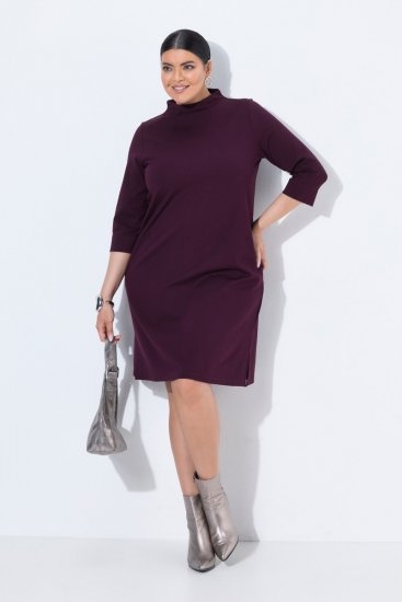 Ulla Popken 851664 Jerseymekko poolokauluksella Luumu - Naisten mekot isot koot - Mekot kaikille koille