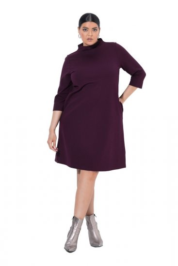 Ulla Popken 851664 Jerseymekko poolokauluksella Luumu - Naisten mekot isot koot - Mekot kaikille koille