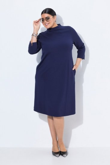 Ulla Popken 851664 A-linjainen jerseymekko taskuilla Tummansininen - Naisten mekot isot koot - Mekot kaikille koille