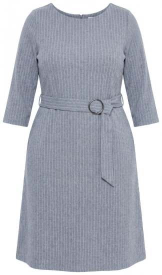 Ulla Popken 851666 Raidallinen midimekko 3/4-hihoilla Harmaa melange - Midimekot - Midimekot isoissa ko'oissa