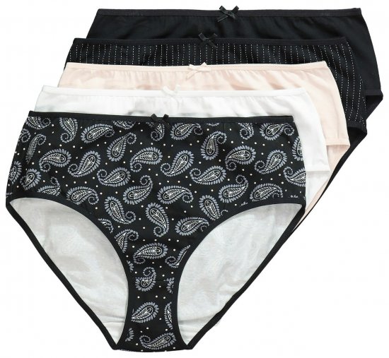 Ulla Popken 851752 Raidalliset alushousut 5 kpl Musta - Alushousut - 