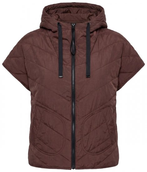 Ulla Popken 851785 Oversize tikattu liivi hupulla Ruskea - Liivit - 
