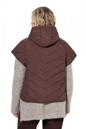 Ulla Popken 851785 Oversize tikattu liivi hupulla Ruskea - Liivit - 