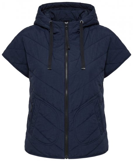 Ulla Popken 851785 Oversize tikattu liivi hupulla Tummansininen - Liivit - 