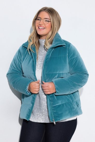 Ulla Popken 851819 Vakosamettitakki Harmaa - Takit - Naisten takit plus-koossa