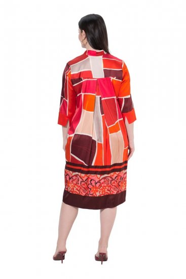 Ulla Popken 852024 A-linjainen midimekko 3/4-hihoilla Roosa - Midimekot - Midimekot isoissa ko'oissa