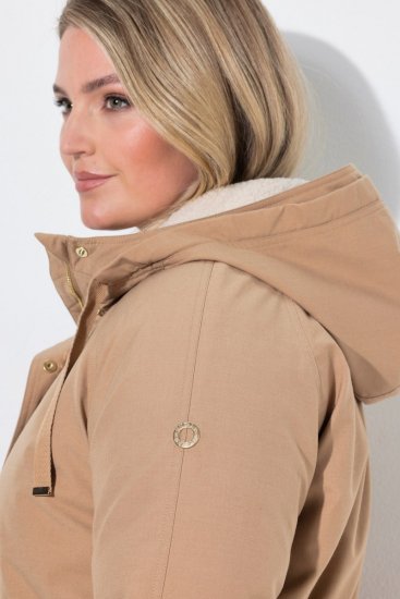 Ulla Popken 852028 Parka Beige - Pitkät takit - Naisten takit isoissa kooissa