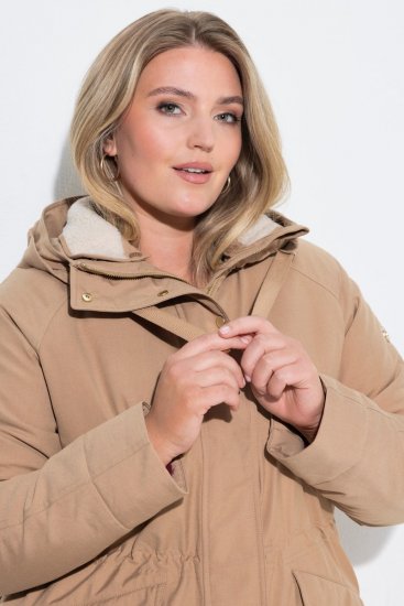 Ulla Popken 852028 Parka Beige - Pitkät takit - Naisten takit isoissa kooissa