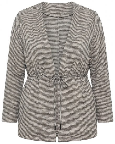 Ulla Popken 852086 Raidallinen neuletakki kiristysnauhalla Taupe - Neuletakit - Neuletakit isoissa koissa