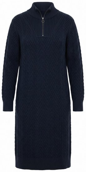 Ulla Popken 852121 Pitkähihainen neulemekko poolokauluksella Tummansininen - Neulemekot - 