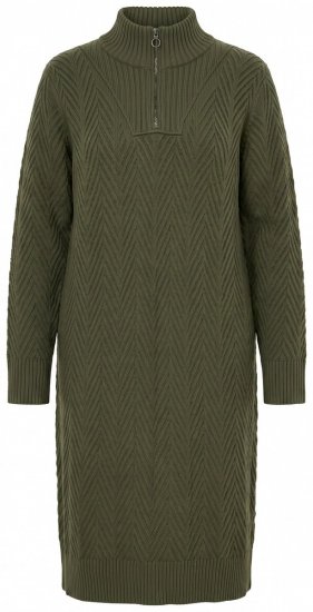 Ulla Popken 852121 Pitkähihainen neulemekko poolokauluksella Khaki - Neulemekot - 