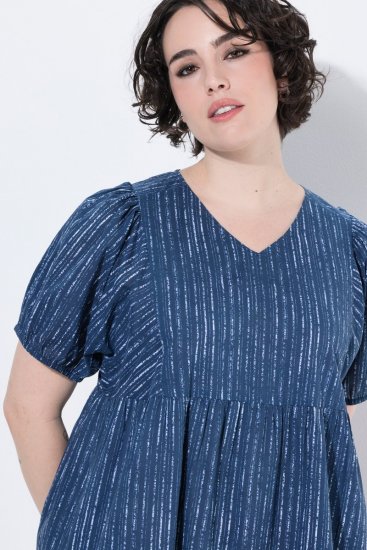 Ulla Popken 852214 Raidallinen midimekko Tummansininen - Midimekot - Midimekot isoissa ko'oissa