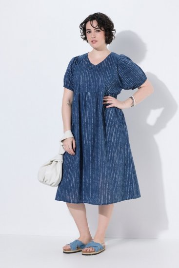 Ulla Popken 852214 Raidallinen midimekko Tummansininen - Midimekot - Midimekot isoissa ko'oissa